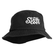 Stay Cool Phrase Embroidered Cotton Twill Bucket Hat - Black M