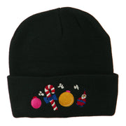 Christmas Garland Elf Candy Embroidered Beanie