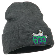 Halloween Ghost Boo Embroidered Long Beanie