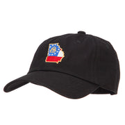 Georgia State Flag Map Embroidered Unstructured Washed Cap