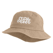 Stay Cool Phrase Embroidered Cotton Twill Bucket Hat - Khaki M