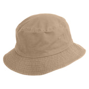 Stay Cool Phrase Embroidered Cotton Twill Bucket Hat - Khaki M
