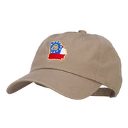 Georgia State Flag Map Embroidered Unstructured Washed Cap