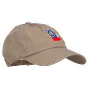 Georgia State Flag Map Embroidered Unstructured Washed Cap