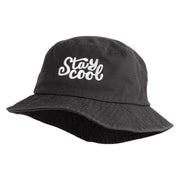 Stay Cool Phrase Embroidered Cotton Twill Bucket Hat - Charcoal M