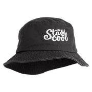 Stay Cool Phrase Embroidered Cotton Twill Bucket Hat - Charcoal M