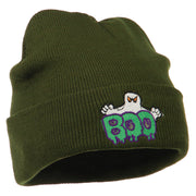 Halloween Ghost Boo Embroidered Long Beanie