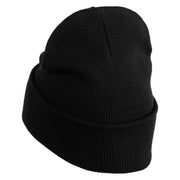 Open Sign Embroidered 12" Long Knitted Beanie - Black OSFM