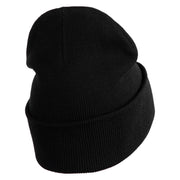 Open Sign Embroidered 12" Long Knitted Beanie - Black OSFM