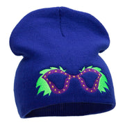 Mardi Gras Glasses with Plumes Embroidered Short Beanie