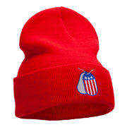 U.S. Dog Tags Embroidered Long Knitted Beanie
