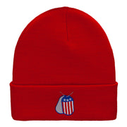 U.S. Dog Tags Embroidered Long Knitted Beanie