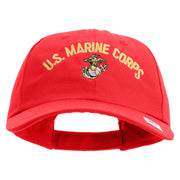 US Marine Corps Emblem Design Embroidered 6 Panel Unstructured Cotton Twill Cap Made in USA - Red OSFM