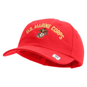 US Marine Corps Emblem Design Embroidered 6 Panel Unstructured Cotton Twill Cap Made in USA - Red OSFM