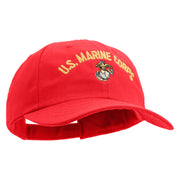 US Marine Corps Emblem Design Embroidered 6 Panel Unstructured Cotton Twill Cap Made in USA - Red OSFM