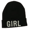 Girl Embroidered Cuff Long Beanie