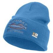 Licensed Combat Infantryman Embroidered 12 Inch Long Knitted Beanie - Sky-Blue OSFM