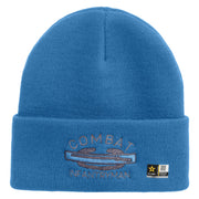 Licensed Combat Infantryman Embroidered 12 Inch Long Knitted Beanie - Sky-Blue OSFM
