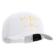 Licensed US Navy USN CPO Retired Embroidered Flexfit Mesh Trucker Cap - White OSFM