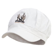 Saguaro National Park Embroidered Cotton Elastic Newsboy Cap - White OSFM