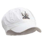 Saguaro National Park Embroidered Cotton Elastic Newsboy Cap - White OSFM