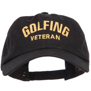 Golfing Veteran Embroidered Washed Cap