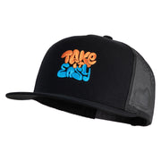 Take It Easy Graffiti Embroidered Mesh Snapback Cap - Black OSFM