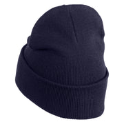 Open Sign Embroidered 12" Long Knitted Beanie - Navy OSFM