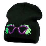 Mardi Gras Glasses with Plumes Embroidered Short Beanie