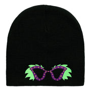 Mardi Gras Glasses with Plumes Embroidered Short Beanie