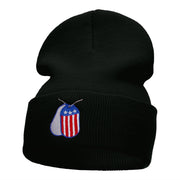 U.S. Dog Tags Embroidered Long Knitted Beanie