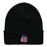 U.S. Dog Tags Embroidered Long Knitted Beanie