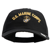 US Marine Corps Emblem Design Embroidered 6 Panel Unstructured Cotton Twill Cap Made in USA - Black OSFM