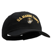 US Marine Corps Emblem Design Embroidered 6 Panel Unstructured Cotton Twill Cap Made in USA - Black OSFM