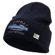 Licensed Combat Infantryman Embroidered 12 Inch Long Knitted Beanie - Navy OSFM