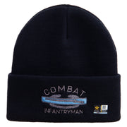 Licensed Combat Infantryman Embroidered 12 Inch Long Knitted Beanie - Navy OSFM
