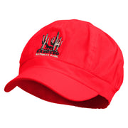 Saguaro National Park Embroidered Cotton Elastic Newsboy Cap - Red OSFM