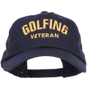 Golfing Veteran Embroidered Washed Cap