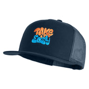 Take It Easy Graffiti Embroidered Mesh Snapback Cap - Navy OSFM
