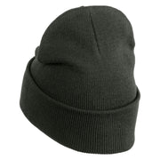Open Sign Embroidered 12" Long Knitted Beanie - Dark Grey OSFM