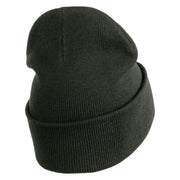 Open Sign Embroidered 12" Long Knitted Beanie - Dark Grey OSFM