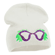 Mardi Gras Glasses with Plumes Embroidered Short Beanie