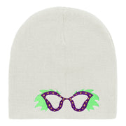 Mardi Gras Glasses with Plumes Embroidered Short Beanie