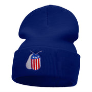 U.S. Dog Tags Embroidered Long Knitted Beanie