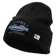 Licensed Combat Infantryman Embroidered 12 Inch Long Knitted Beanie - Black OSFM