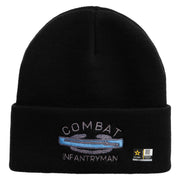 Licensed Combat Infantryman Embroidered 12 Inch Long Knitted Beanie - Black OSFM