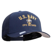 Licensed US Navy USN CPO Retired Embroidered Flexfit Mesh Trucker Cap - Navy OSFM