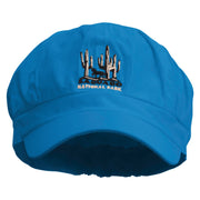 Saguaro National Park Embroidered Cotton Elastic Newsboy Cap - Turquoise OSFM