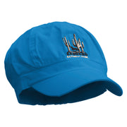 Saguaro National Park Embroidered Cotton Elastic Newsboy Cap - Turquoise OSFM