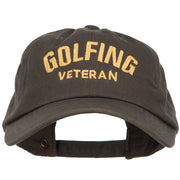 Golfing Veteran Embroidered Washed Cap